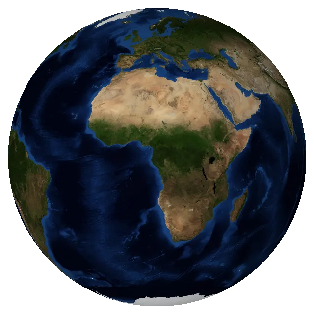 Earth showing the continents